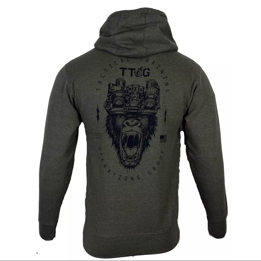 Howitzer Style Men's Hoodie TTOG SCREAM Military Grunt Green